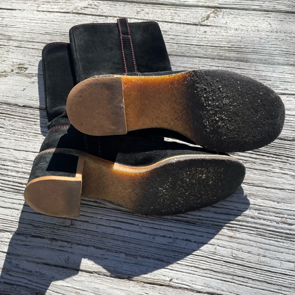 Black Suede Chanel Mid-Calf Boots: size 37 - Picture 8 of 9